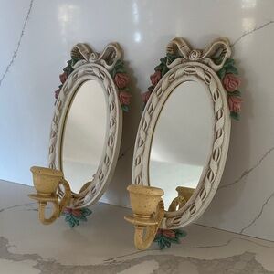 Vintage Style Wall Sconce Mirrors with Candle Holders